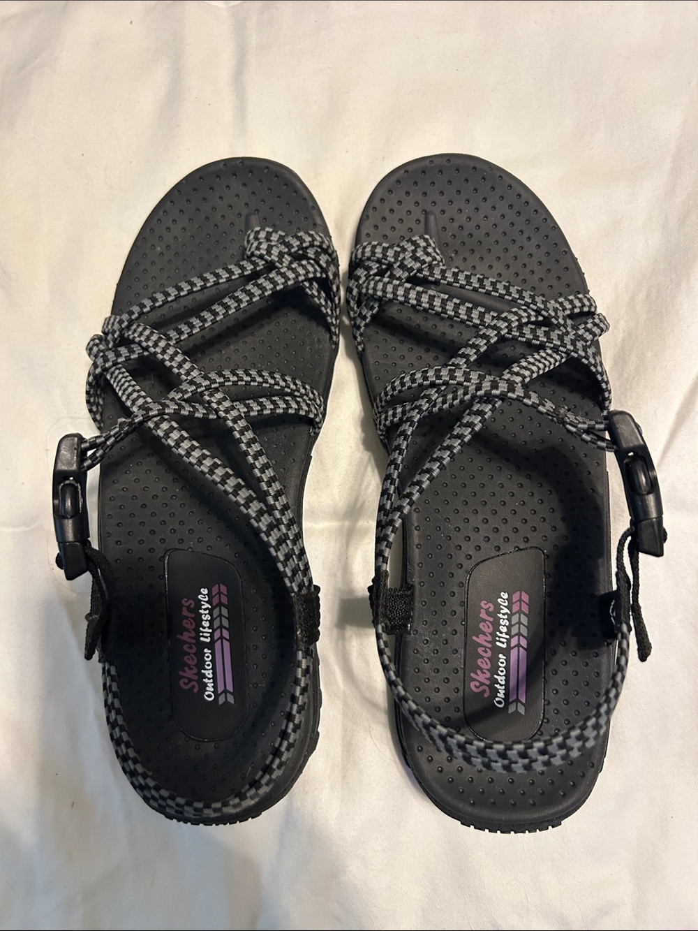 Skechers Outdoor Lifestyle Women's Black and Gray Rope-Strap Sandals